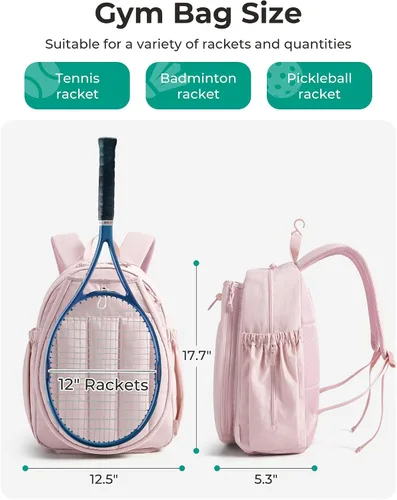 Vista 2 de BAGSMART Bolsa de gimnasio de tenis para mujer, mochila acolchada para Beige