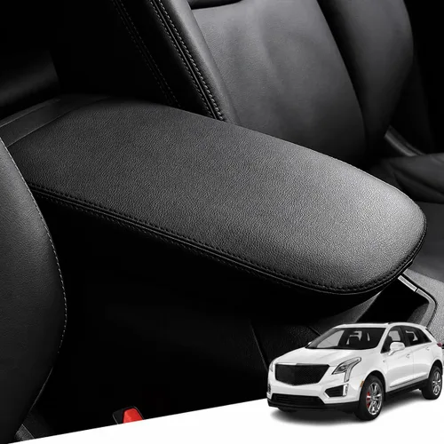 Vista 60 de Great-luck Funda de cuero para consola central, almohadilla para reposabrazos, accesorios de cubierta de caja (costuras rojas) para BMW X1 2023 2024