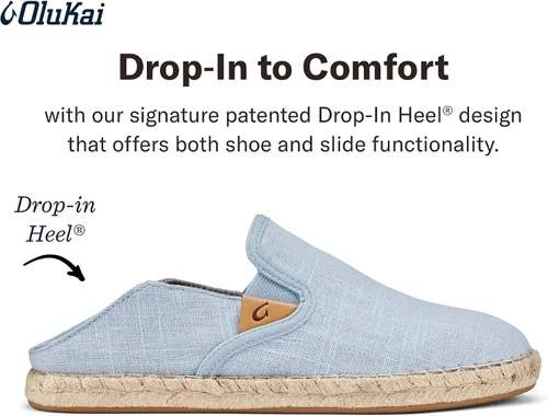 Vista 3 de OLUKAI Kaula Pa'a Kapa - Alpargatas para mujer, zapatos de lino sin cordones con diseño ligero de tacón caído, yute trenzado resistente al agua