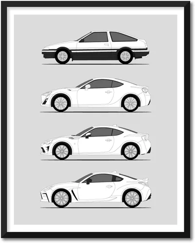 Vista 9 de Idea Network Póster hecho a mano compatible con Toyota Corolla Print Wall Art Decoración hecha a mano del Corolla Sprinter Generations History