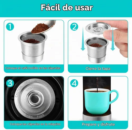 Vista 6 de CASABREWS Cápsulas de café reutilizables K Cup para cafeteras Keurig 1.0, 1