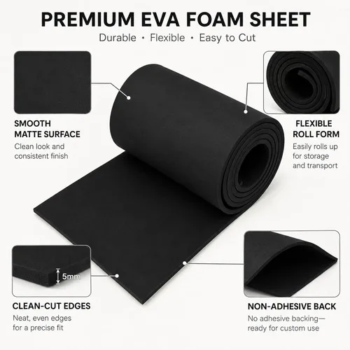 Vista 3 de Acrux7 Hojas de espuma EVA de 0.197 in, rollo de espuma EVA negro