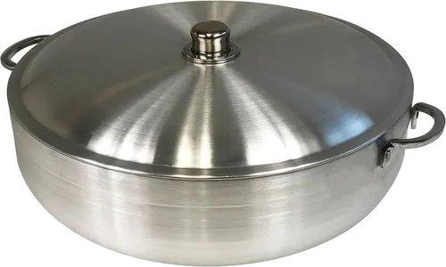 Vista 6 de Wee's Beyond Horno holandés Caldero de calibre pesado con tapa de aluminio, 3.7 cuartos de galón, color plateado