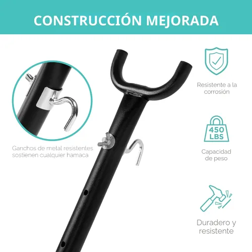Vista 3 de Base para hamaca de 9 pies Best Choice Products, ahorra espacio, portátil para exteriores con funda para transporte