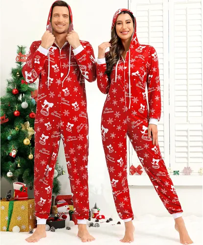 Vista 4 de Pijamas de Navidad para adultos, pijamas de disfraz para mujer, pijamas de Navidad para la familia, conjuntos de pijamas de Navidad a juego