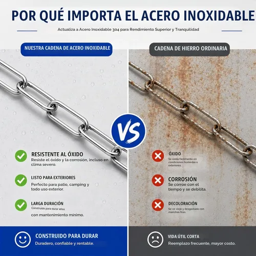 Vista 4 de Cadena de amarre para perro de 15 pies para exterior, correa de cadena de acero inoxidable resistente con resorte que absorbe los golpes para perros
