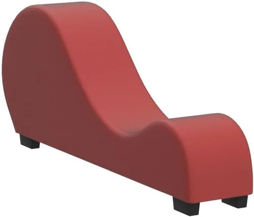 Vista 3 de US Pride Furniture NN Modern - Tumbona curvada de piel sintética elástica para sala de estar, regular, color rojo escarlata profundo