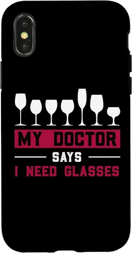 Vista 5 de iPhone 12/12 Pro Wine Lovers Pun Funny Drinking My Doctor Says I Need Glasses Case