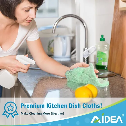 Vista 5 de AIDEA Toallas de cocina, paquete de 12 paños absorbentes de forro polar coral, sin olor, reutilizables, paños de limpieza de microfibra, paños