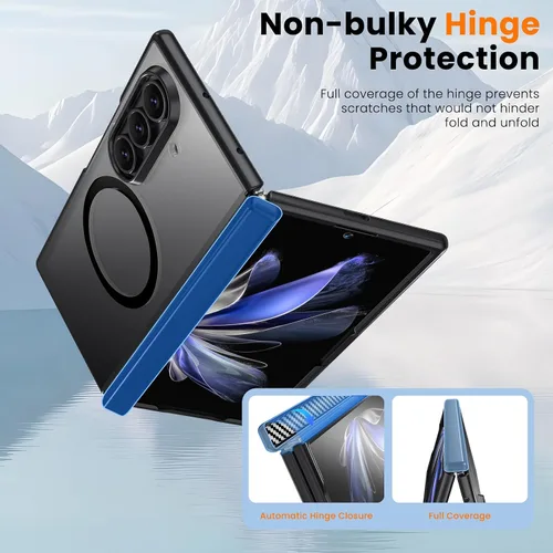Vista 5 de WRJ Funda magnética para Samsung Galaxy Z Fold 7, [protector de pantalla integrado] [compatible con Magsafe], protección de bisagra de cuerpo