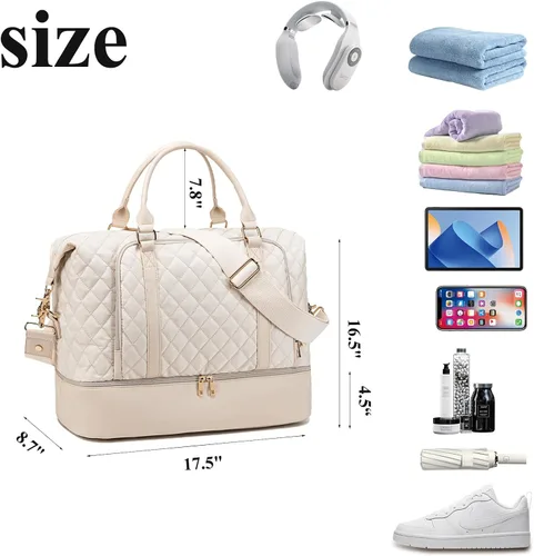Vista 48 de CAMTOP - Bolsa de viaje de fin de semana para mujer, bolsa de lona con espacio para laptop de15.6 pulgadas
