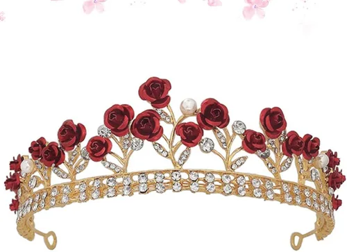 Vista 9 de Lurrose Rose diseñó el tocado de la novia de la boda de la corona del pelo de la boda de la corona del Rhinestone de la corona