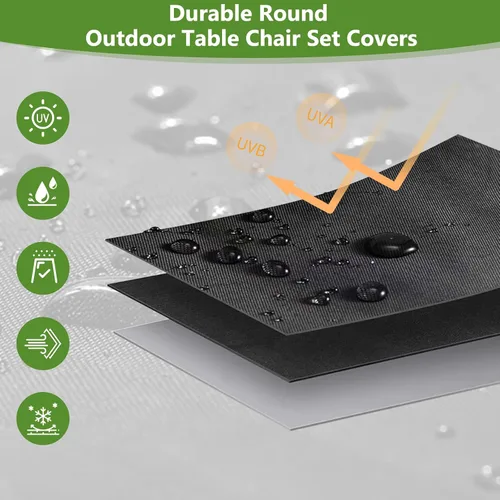 Vista 2 de STARTWO Fundas redondas para muebles de patio, fundas impermeables para muebles de exterior, resistentes a los rayos UV