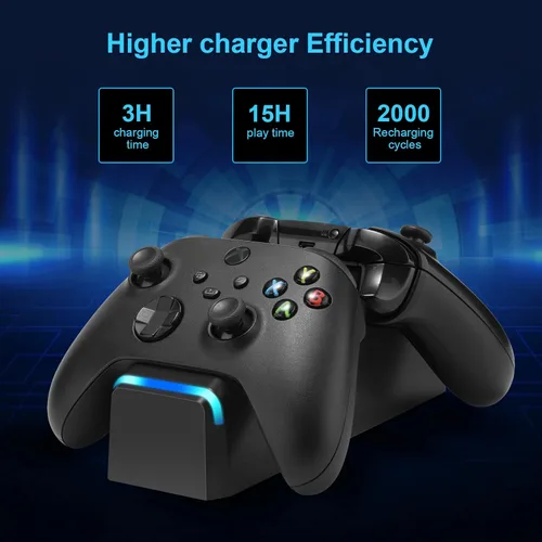 Vista 5 de KEKUCULL Estación de carga de doble base compatible con Xbox Series XS Xbox OneOne XOne S cargador eficiente de control Xbox con 2 paquetes