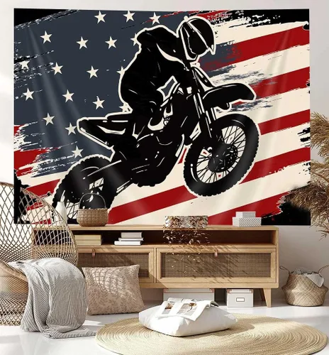 Vista 3 de Hjokiupt Arte de pared de motocross Dirt Bike - Decoración para el hogar y fiesta para dormitorio, dormitorio, sala de estar, cocina, 60 x 40