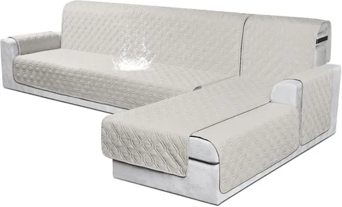 Vista 16 de VANSOFY Fundas para Sofá Seccional 100% Impermeables Funda Deslizable para Sofá en Forma de L 3 Piezas Reversible Funda para Chaise Lounge para Sofá