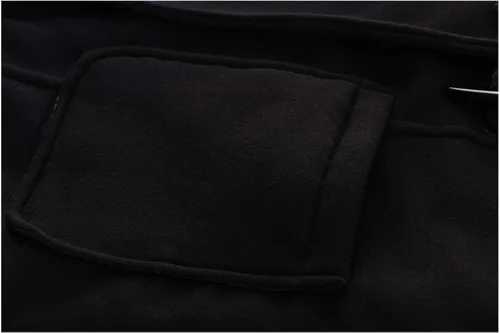 Vista 5 de JiangWu - Chaqueta cálida de invierno con capucha y forro de vellón, botones tipo cuerno, para mujer