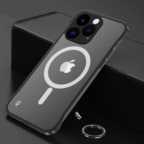 Vista 8 de Omio - Funda magnética delgada para iPhone 15 compatible con MagSafe, transparente mate, ultrafina, diseño sin marco, sin bordes con bucle