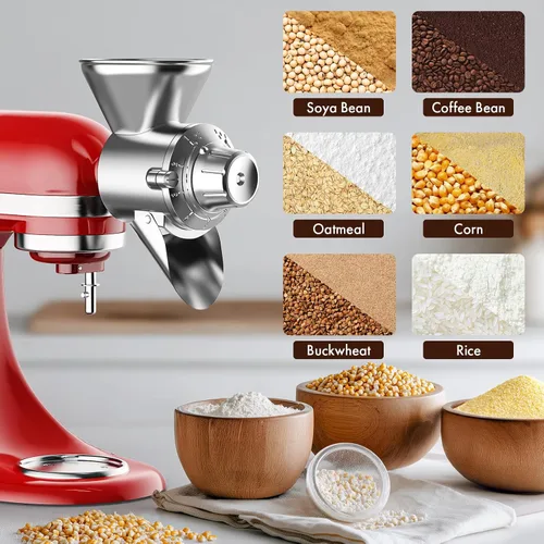 Vista 10 de Accesorio de molino de granos de metal para batidora de pie KitchenAid, molinillo de harina para accesorios y herramientas de Kitchen Aid, apto