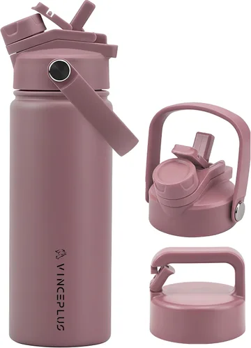 Vista 32 de Botella de agua de acero inoxidable de 32 onzas con tapa 2 en 1, botella de agua aislada al vacío de triple pared, a prueba de fugas, asa