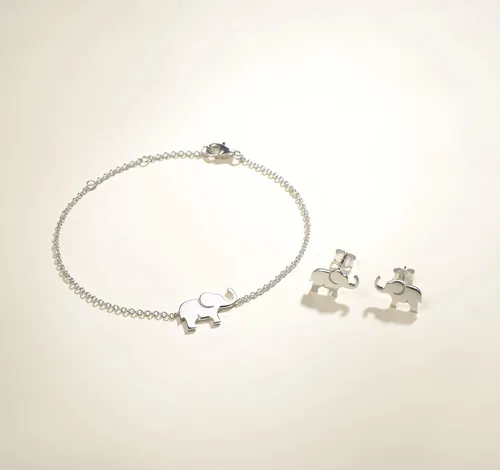 Vista 2 de FANCIME Lucky Elephant Bracelet 925 Sterling Silver High Polished Mini Small Elephant Charm Family Link Bracelet Jewelry Birthday Gifts For Women