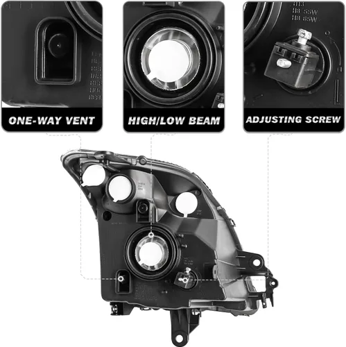 Vista 3 de SOCKIR Conjunto de faros delanteros compatible con bombillas Nissan Sentra 2007-2009 incluidas, faro negro para el lado del pasajero y del conductor
