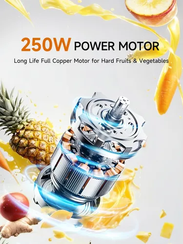 Vista 5 de Máquina exprimidora lenta para verduras y frutas, extractor de masticación en frío, apio, hierba de trigo, hojas verdes, zanahoria, jengibre