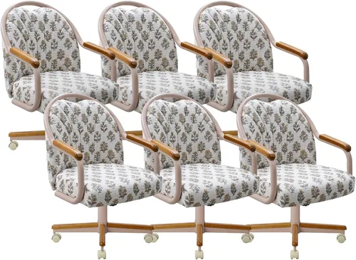 Vista 30 de Chromcraft Juego de 1 silla, silla con ruedas dobles suaves para cocina