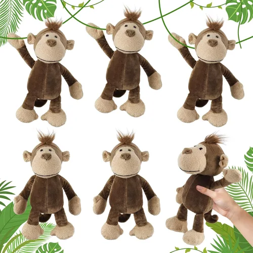 Vista 10 de 6 piezas de animales de peluche de safari a granel león, elefante, mono, tigre, animales del zoológico, junble para regalo de niños y niñas, fiestas