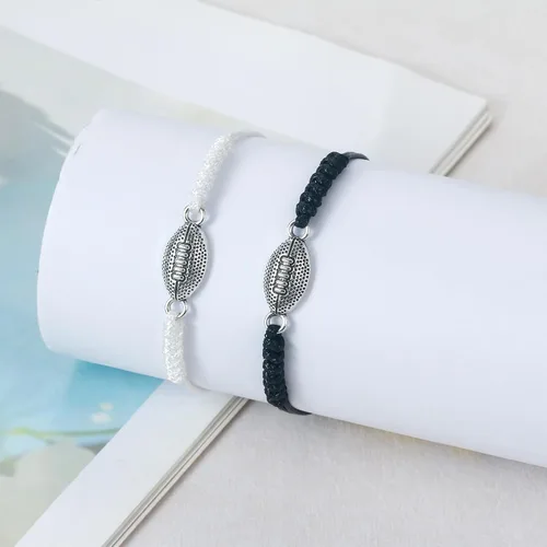 Vista 4 de SmileBelle 2 pulseras trenzadas deportivas para niño y niña, para fútbol, béisbol, voleibol, baloncesto, fútbol, béisbol, regalo