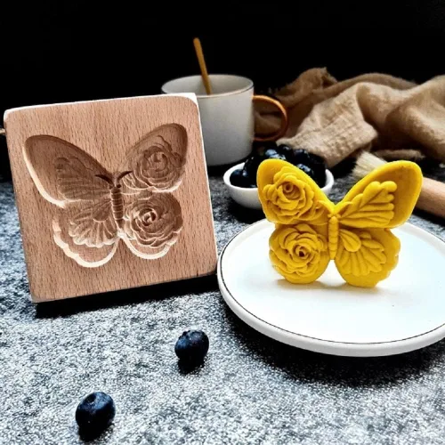 Vista 9 de Molde de Galletas de Madera Tallada con Pájaro - Cortador de Galletas de Jengibre DIY con Prensa de Relieve