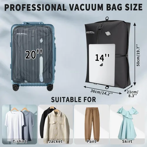 Vista 2 de Bolsas de vacío reutilizables para viajes, bolsa de compresión al vacío profesional impermeable IPX8 para maletas, mochilas, bolsas ahorradoras