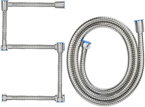 Vista 11 de Manguera de ducha de 60 pulgadas de acero inoxidable de mano de repuesto con tuerca de latón, extensión de manguera de ducha flexible larga