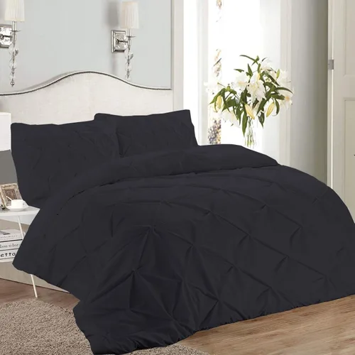Vista 3 de Lujosa funda de edredón plisada de 1 pieza, tamaño matrimonial/queen (90 x 90 pulgadas), 100% algodón egipcio de 800 hilos, con cierre de cremallera