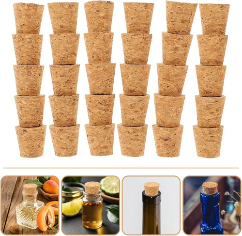 Vista 8 de Zerodeko Tapones de corcho, 30 tapones de corcho, corchos de madera suave natural, corcho cónico, tapón de sellado de botella de cerveza para vino