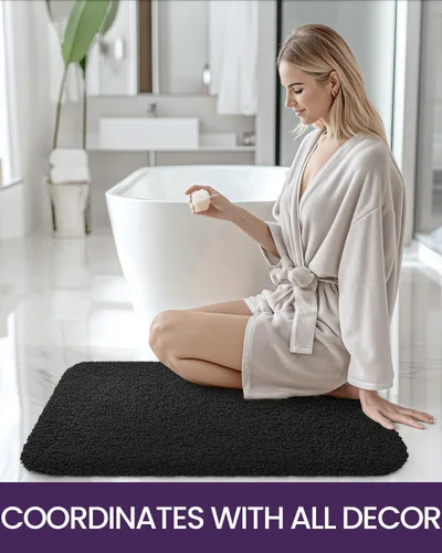 Vista 8 de DEXI Alfombra de baño de 36 x 24 pulgadas, extra suave y absorbente, lavable, antideslizante, gruesa, alfombra para suelo de ducha, bañera