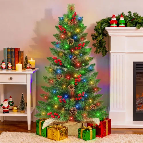 Vista 5 de Árbol de Navidad artificial pequeño de 3 pies con luces, mini temporizador