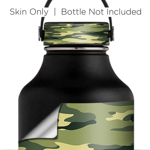 Vista 3 de Skin - Calcomanía para botella de agua Hydro de 64 onzas, botella de agua de boca ancha, envoltura de vinilo, camuflaje verde original