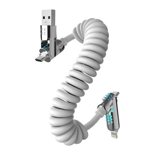 Vista 16 de MFish Cable de carga rápida 4 en 1, 6.6 pies 240 W PD 3.1 USB-A/USB-C a USB-C e Lightning, cable de carga múltiple de silicona con funda, compatible