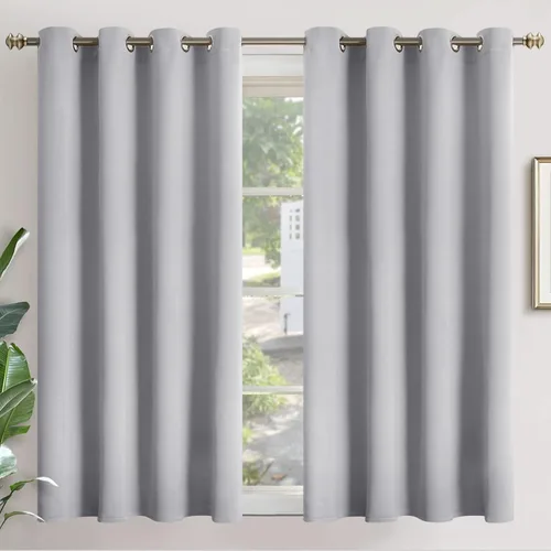 Vista 80 de YoungsTex - Cortinas blackout cortas, aislamiento térmico, ojales, oscurecen la habitación, privacidad, para cámper, sótano, cocina y baño, 2 Gris