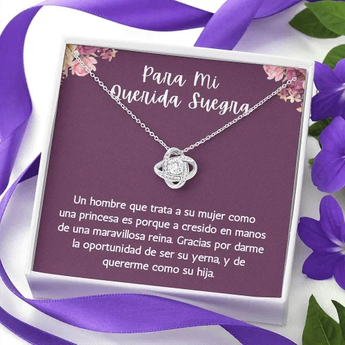 Vista 4 de Para mí Querida suegra Regalo del día de la madre, Regalo para suegra español, collar de suegra español, circonita