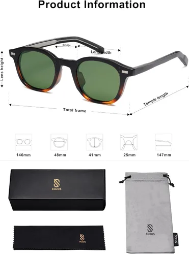 Vista 5 de SOJOS Gafas de sol cuadradas para mujeres y hombres, protección UV, diseño de moda, estilo rectangular, unisex, SJ2316