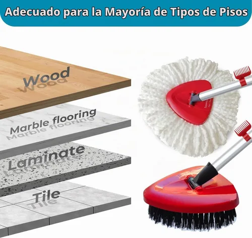 Vista 4 de Paquete de 4 cabezales de repuesto para trapeador giratorio compatibles con O Cedar EasyWring 1 tanque de microfibra, mango de 30 a 58 pulgadas