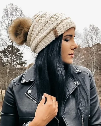 Vista 6 de FURTALK Womens Winter Knit Slouchy Beanie Hat Warm Skull Ski Cap Faux Fur Pom Pom Hats for Women