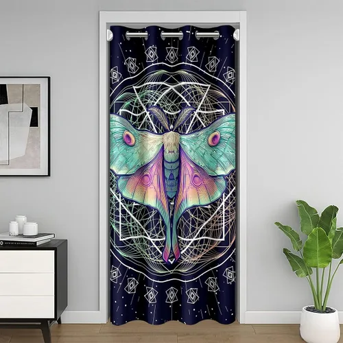 Vista 24 de Cortina de puerta de girasol para puerta, privacidad de abeja, cortina opaca para niños y niñas, cortina floral amarilla, linda cortina de puerta