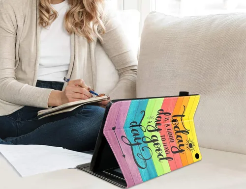 Vista 4 de Funda para tablet Fire HD 10/Fire HD 10 Plus de 10.1 pulgadas (11ª generación, lanzada en 2021) – Funda delgada de piel sintética con soporte