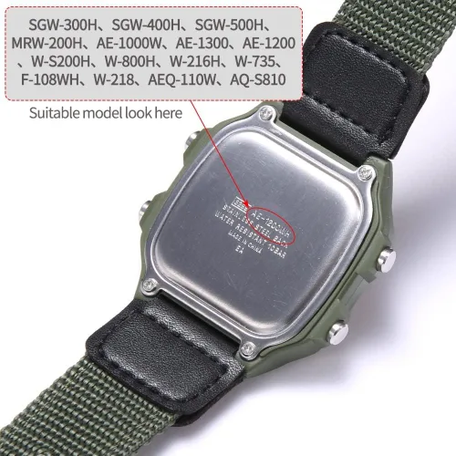 Vista 5 de Correa de nailon de 0.709in de repuesto para Casio AE1200WH AE-1000 SGW-300H400 W-735 PRG270 correa de reloj de cuero