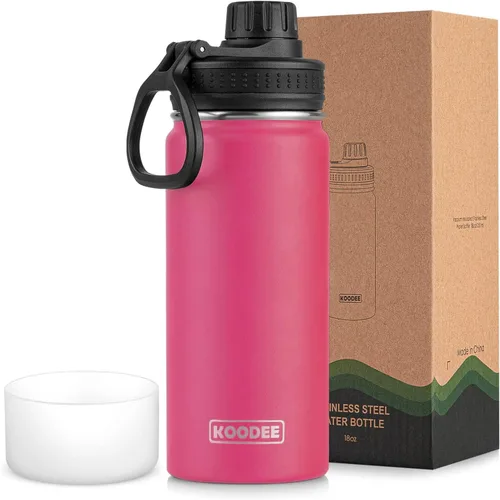 Vista 153 de koodee Botella de agua para niños, botella de agua de acero inoxidable de 12 onzas con aislamiento al vacío para la escuela, botella de agua de boca