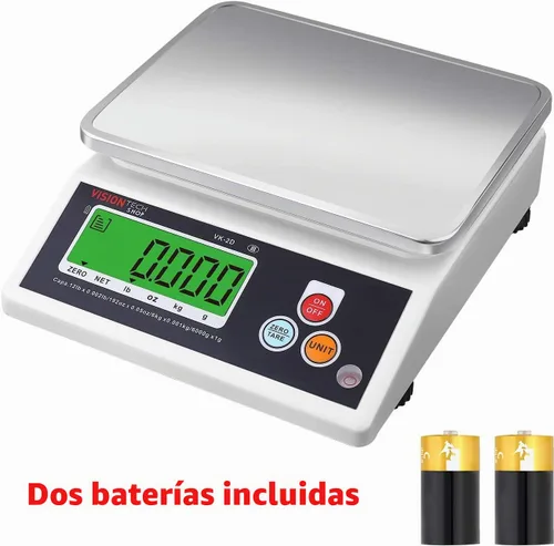 Vista 5 de VisionTechShop VK-2D - Báscula de cocina de alimentos de alta calidad de 0.00 oz, conmutable en libras/oz/kg/g, báscula de alimentos con placa