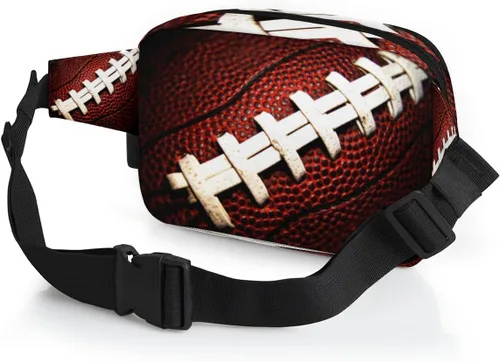 Vista 5 de Riñonera de fútbol americano para hombres y mujeres, bolsa cruzada de fútbol con correa ajustable, bolsa impermeable para viajes, caminar, correr